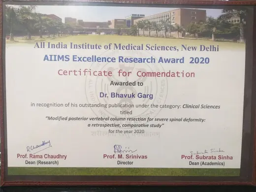 AIIMS Research Excellence Award · 2020