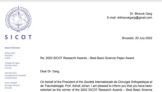 SICOT Basic Sciences Research Award · 2022